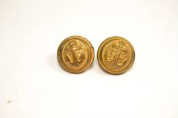 Lot Deux Boutons De Képi Marine Armée Française WW2 - Buttons