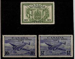 CANADA  1942-1943 WAR EFFORT SPECIAL DELIVERY SET SG S12/S14 MOUNTED MINT Cat £23+ - Exprès