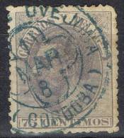 Sello 75 Cts Alfonso XII , Fechador Trebol FUENTE OVEJUNA (Cordoba) Num 212 º - Used Stamps