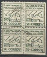 538C-SELLOS GUERRA CIVIL BLOQUE DE 4  REPUBLICA LOCALES TRINCHERAS MONTCADA Y REIXAC 1937 LOCALES.SIN DEFECTOS.VARIEDADE - Republican Issues