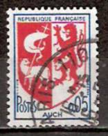 Timbre France Y&T N°1468 (07) Obl.  Armoirie D´Auch.  0.12 F. Bleu Et Rouge. Cote 0,15 € - 1941-66 Escudos Y Blasones