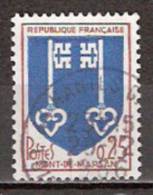 Timbre France Y&T N°1469 (05) Obl.  Armoirie De Mont-de-Marsan.  0.12 F. Brun-rouge Et Bleu. Cote 0,30 € - 1941-66 Escudos Y Blasones