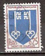 Timbre France Y&T N°1469 (06) Obl.  Armoirie De Mont-de-Marsan.  0.12 F. Brun-rouge Et Bleu. Cote 0,30 € - 1941-66 Armoiries Et Blasons