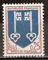 Timbre France Y&T N°1469 (07) Obl.  Armoirie De Mont-de-Marsan.  0.12 F. Brun-rouge Et Bleu. Cote 0,30 € - 1941-66 Coat Of Arms And Heraldry