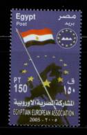 EGYPT / 2005 / 1st Anniversary Of Egyptian European Association / Flag / Map / The Pyramids / MNH / VF  . - Ungebraucht