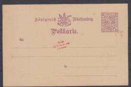 Württemberg,1 Postkarte Aufdruck Probe ........ (3134) Preis Wurde Reduziert !! - Postal  Stationery