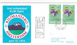 Amsterdam Kilimandjaro Tanzania1978 KLM - 1er Vol Erstflug First Flight - Tanzanie - éléphant Elefant - Luchtpost