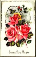 Lot De 2 CPA - Fête Des Mères -  Bonne Fête Maman - Roses  -  Paillettes  -  Découpis -  - Fantaisie - Réf : P 120 - 151 - Fête Des Mères