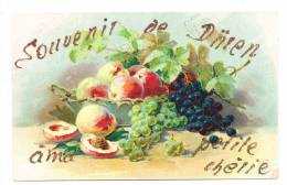 Souvenir De Düren - A Ma Petite Chérie - Corbeille De Fruits -  Raisins - Pêches - Paillettes -Fantaisie - Réf : P 86 - Düren