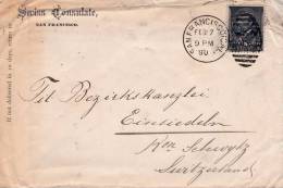 B01-376 Enveloppe US Postage De 1890 - Envoi Du Consulat Swisse à San Francisco - Destination Cabinet De District Swisse - Lettres & Documents