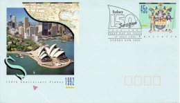 AUSTRALIE. Entier Postal Avec Oblitération 1er Jour De 1992.  Armoiries De Sydney/Opéra De Sydney. - Omslagen