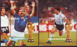 MALDIVES -  FOOTBALL,  FIFA. ITALY-90 - 7 V+4 Bl  All  IMPERF. - MNH ** - 1990 - RARE - 1990 – Italien