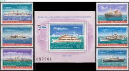 ROMANIA, 1981, European Danube Commission, Ships, Souvenir Sheet, MNH (**), Sc/Mi 2995-01 / 3769-74, Bl-176 - Unused Stamps