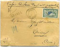 FRANCE - MERSON - N° 143 SUR  LETTRE CHARGÉ DE CANNES LE 11/4/1907, POUR TREVOUX - TB - 1900-27 Merson