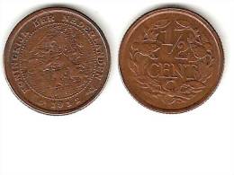 *netherlands  1/2 Cent 1912  Km 138    Unc !!!! Catalog Val 2016  25,00$ - 0.5 Centavos