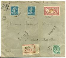 FRANCE - MERSON - N° 121 + 111 + 192 (2) SUR LETTRE CHARGÉ DE PARIS LE 19/11/1925, POUR L'ISERE - TB - 1900-27 Merson