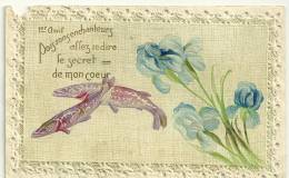 1er AVRIL - POISSON D'AVRIL - POISSONS ENCHANTEURS....... BROCHETS ET IRIS BLEUS GAUFRES - CARTE DENTELEE RELIEF -1907 - 1er Avril - Poisson D'avril