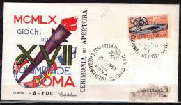 ITALIE    FDC    Cachet   25-8-1960      Roma    Jo 1960      Logo  Stade  Flamme Drapeaux - Summer 1960: Rome