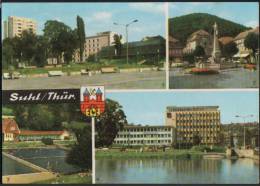 AK Suhl, Freibad, Haus Der Gewerkschaften, Hotel Thüringen-Tourist, Ung, 1970 - Suhl