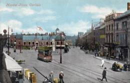 Carlisle Market Place Tram Old Postcard - Carlisle