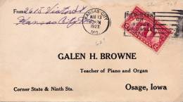 B01-377 Enveloppe US Postage - Envoi De Kansas City Du 13-03-1927 - Teacher Of Piano And Organ - Osage Iowa - Register - Briefe U. Dokumente