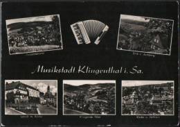 AK Klingenthal, Schloß, Kirche, Rathaus, Gel, 1958 - Klingenthal