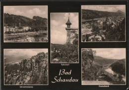 AK Bad Schandau, Fahrstuhl, Schrammsteine, Emmabank, Gel, 1962 - Bad Schandau