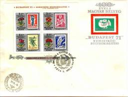 HUNGARY - 1971.FDC Sheet II.- Centenary Of 1st Hungarian Postage Stamps (silver) MI Bl.83 - FDC
