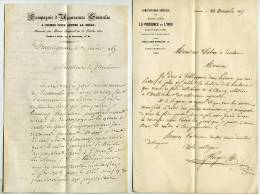 Toulouse, Paris, 2 Lettres, Assurances Contre La Grêle,1857, 1863, Draguignan - Bank En Verzekering