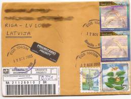 BRAZILIA  - LATVIA  Recomended Letter Dolphins ,flover, Music - Trompete 2003y - Lot- 234 - Aéreo