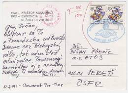 1991 Czechoslovakia Postcard, Stationery. Ship Mail Sent From France. Expedition De Gentle Revolution.  (N01058) - Postales