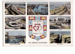 Carte 1955 MULTIVUES LES SABLES D'OLONNE : Port,casino,piscine,rembl Ai Etc... - Aizenay