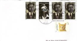 Lettre Avec Timbres Américain (black Heritae, Katharine Hepburn Et Chat) Oblitération Du 27/03/2012) - Covers & Documents