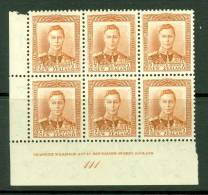 New Zealand: 1938/44   KGVI SG604    ½d   Orange-brown [imprint Block - 111]     MH - Ungebraucht