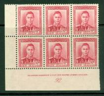 New Zealand: 1947/52   KGVI SG683    6d   [imprint Block - 92]     MH - Nuovi