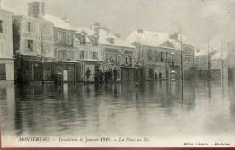 77--SEINE ET MARNE--MONTEREAU   INONDATION 1910  LA PLACE DU BLE    NON  ECRITE‹(•¿• )› - Montereau