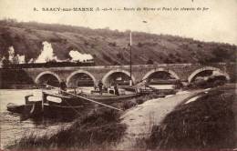 77--SEINE ET MARNE--SAACY SUR MARNE PENICHE ET TRAIN    ECRITE‹(•¿• )› - Other & Unclassified