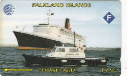 Falkland Islands,  FLK3A, Queen Elizabeth 2, Ship, 2 Scans.   3CWFA. - Falkland