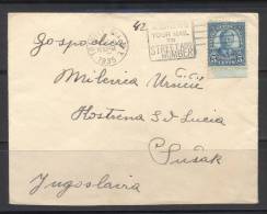 USA-from New York To Yugoslavia-cover-Roosevel T Label-1935 - Lettres & Documents