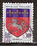 Timbre France Y&T N°1510c (02) Obl - Blason De Saint-Lô (3 Bandes De Phosphore)- 20 C.  Multicolore. Cote 0.15 € - 1941-66 Stemmi E Stendardi