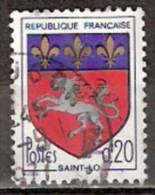 Timbre France Y&T N°1510c (03) Obl - Blason De Saint-Lô (3 Bandes De Phosphore)- 20 C.  Multicolore. Cote 0.15 € - 1941-66 Armoiries Et Blasons