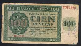 BILLETE ESPAÑA -  100  Pesetas  1936 - Otros & Sin Clasificación