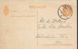 Norway Postal Stationery Ganzsache Entier 3 Ø Posthorn OFFENTLIGE BIBLIOTHEK, BERGEN 1916 Locally Sent (2 Scans) - Enteros Postales