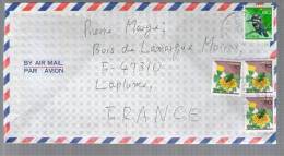 Lettre Cover Par Avion Via Air Mail Du Japon Japan Nippon Pour La France - CAD 24-06-1993 ? /  Tp Oiseau & 3 X Fleur - Storia Postale