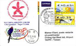 Sonderflugpost - China Airlines - Frankfurt - Taipei - 07.03.2008 - Airbus A340 - Briefmarkenschau Taipei 08 [dx98e] - Timbres De Distributeurs [ATM]