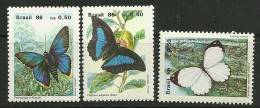 Brazil      " Butterflies "      Set     SC# 2048-50   MNH** - Neufs