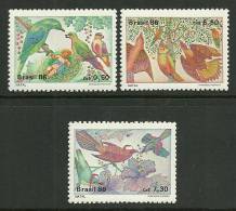 Brazil      " Birds-Christmas 1986"      Set     SC# 2089-91   MNH** - Nuevos