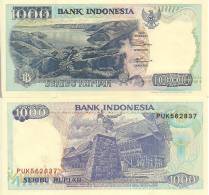 Indonesia P129g, 1000 Rupiah, Aerial View Of Lake Toba / Stone Jumping! - Indonésie