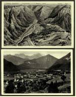 2 X Mittenwald Isar  -  Panorama + Blick Von Der Gröbl-Alm Ins Isartal   -  Ansichtskarten Ca. 1937    (1615) - Mittenwald