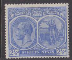 ST KITTS-NEVIS 1920 2 1/2d KGV SG 28 HM XZ816 - St.Cristopher-Nevis & Anguilla (...-1980)